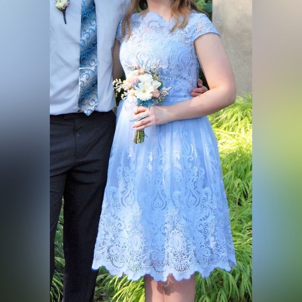 Chi Chi London Light Sparkley Blue Formal Dress - Size 12